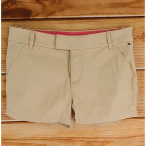 Tommy Hilfiger Shorts Girls Size 16 Brown Cotton Blend Chino‎ Pockets Flat Front